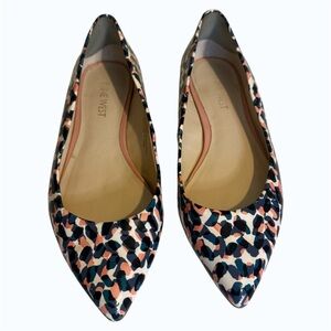 Nine West Women's Speakup Pointed Toe Ballet Flats Multi-Colour Print Size 7